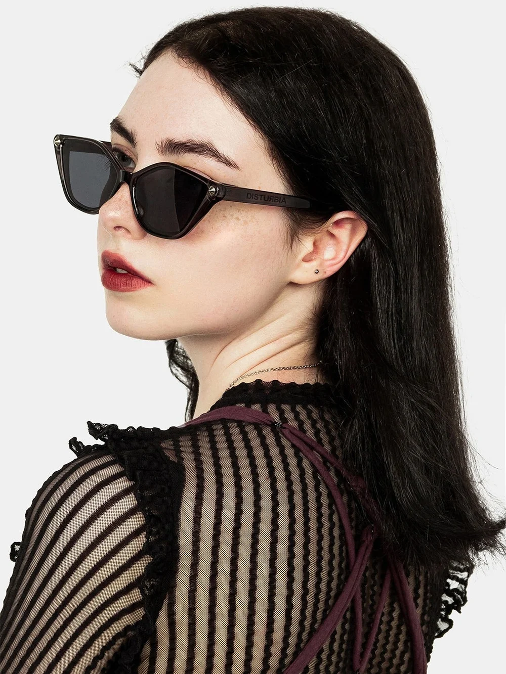 Disturbia Deadstock Studded Cat Eye Goth Sunglasses